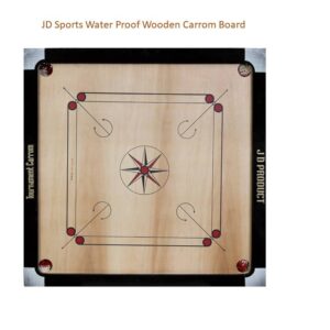 JD Sports Water Proof Dull Tournament 33 Inch Carrom Board With Coins Material Wooden Size 83.82 cm Pack Of 1