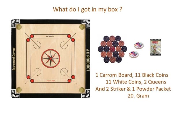 JD Sports Water Proof Dull Tournament Medium Carrom Board with coins - Image 4