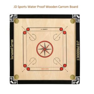 JD Sports Water Proof Dull Tournament Medium Carrom Board With Coins Material Wooden Size 66.04 cm Pack Of 1