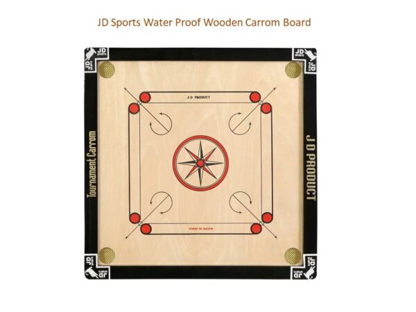 JD Sports Water Proof Dull Tournament Medium Carrom Board with coins - Image 2