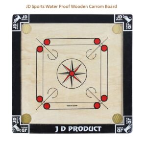 JD Sports Water Proof Dull Tournament Small Carrom Board With Coins Material Wooden Size 50.8 cm Pack Of 1
