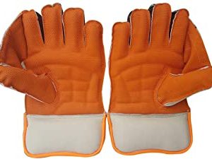 JD SPORTS Cricket Wicket Keeping Gloves Cream Color Leather for Men Full Size